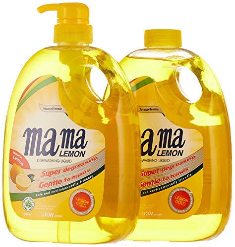Mama Lemon Dishwashing Liquid Lemon Gold 1L Banded with 1L Refill
