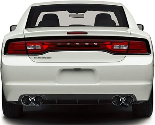 Miniatura 4 de NETAMI 3 "entrada a 4" Quad Staggered Outlet Puntas de escape de acero inoxidable doble pared negro cromado acabado un par