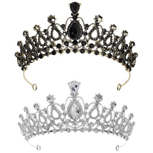 Corona de tiara de plata y oro de 6 cm con diamantes para fiesta de mujer