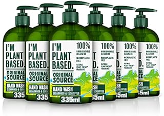 Original Source I'm Plant Based Cedarwood & Eucalyptus Hand Wash, 100% Biodegradable Cleansers, 100% Microplastic Free, 100% Natural Fragrance Hand Soap, Cruelty Free, Vegan, Multipack of 6 x 335ml