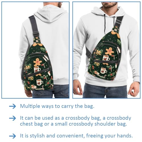 Sac à dos à bandoulière vert pain d'épice avec sangle réglable multicolore