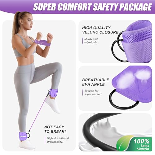 Image of Ankle Resistance Bands with Cuffs, Resistance Bands Set for Working Out, Leg and Glute Exercise Bands - Home Gym Workout Equipment for Women, Booty Building, Pilates, Rehab, Physical Therapy