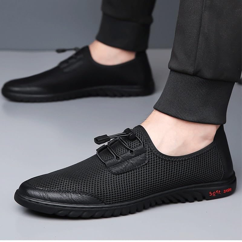 Men's Cutout Mesh Handmade Flat Casual Loafers Lightweight Slip On Mesh Moccasins Summer Breathable Driving Shoes2