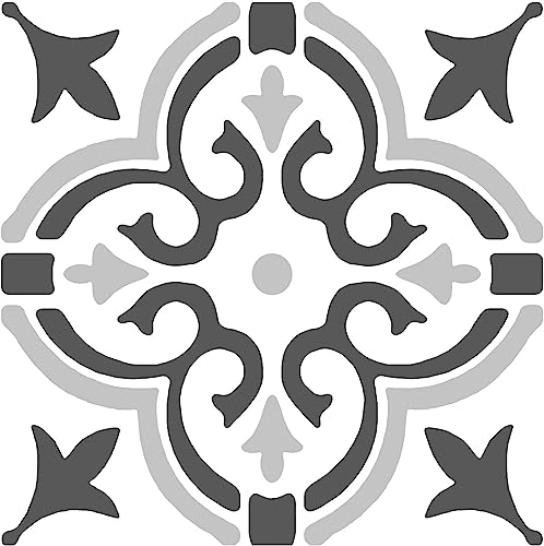 d-c-fix suelo vinilo autoadhesivo Motif de plantilla gris - 11 losetas - impermeable, decorativo vinilico - baldosas azulejos adhesivos PVC - para cocina, baño y salón - 30x30 cm