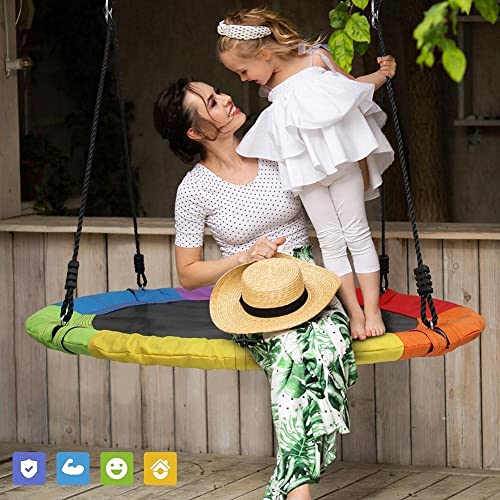 Image of Multicolor Swing 40 Inch 85 kg Load Capacity Fabric Includes Hanging Kit for Kids Outdoor Indoor Heavy Duty Safe Durable Swing