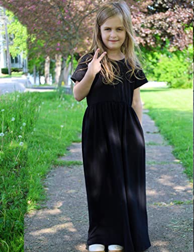 Arshiner Girls Maxi Dress Long/Short Sleeve Casual Holiday Dress with Pockets for 5-13 Years2