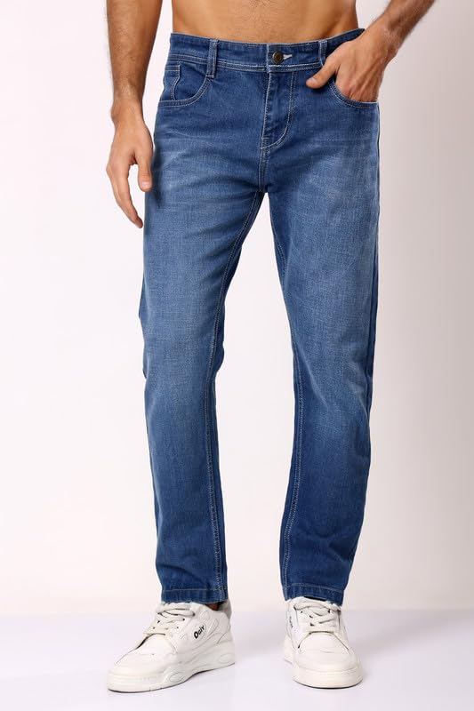 Image of London Hills Men's Ankle Length Denim Jeans | Slim Fit Ankle Jeans for Men | Casual Wear | No Alteration