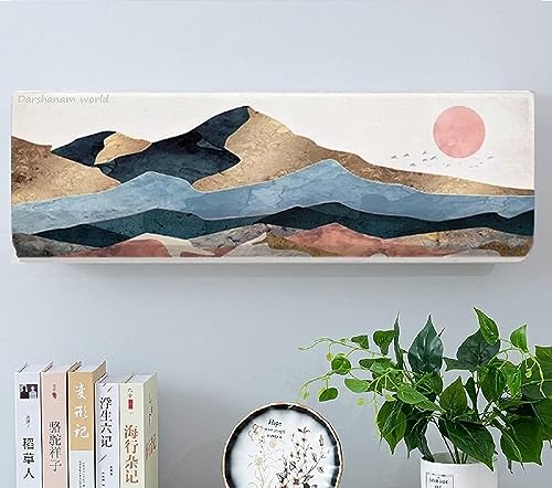 Image of DARSHANAM WORLD Beatiful Designer Ac Cover / / Cutest Printed Air Conditioning Dust Cover For Indoor & All Type AC Split Covers / / Colorfull Folding Designer Ac Cover (Mountain Printed 1 Ton)