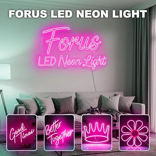 Image of Forus 15 Meter LED Neon Strip Light - Pink | Flexible, Waterproof & Cuttable Neon Rope Light for Indoor & Outdoor Wall Decor, Custom Neon Name Board, Diwali Decorative Lighting | 6-Month Warranty