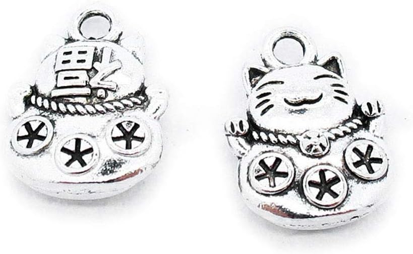 570 Pieces Antique Silver Tone Jewelry Charms Suppliers Arts Crafts Making Beading Findings Crafting J4CT3B Lucky Cat