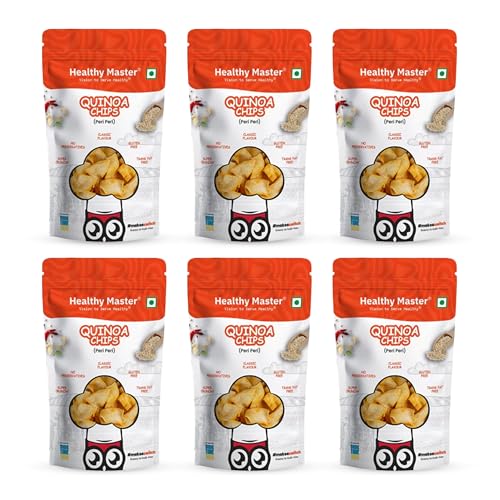 Image of Healthy Master Quinoa Chips Combo 600g (100g Each) Pack of 6 | Light & Crispy | High Protein Chips | Gluten-Free | No Maida, No Palm Oil | Low-Calorie | Healthy Snacks for Adults & Kids