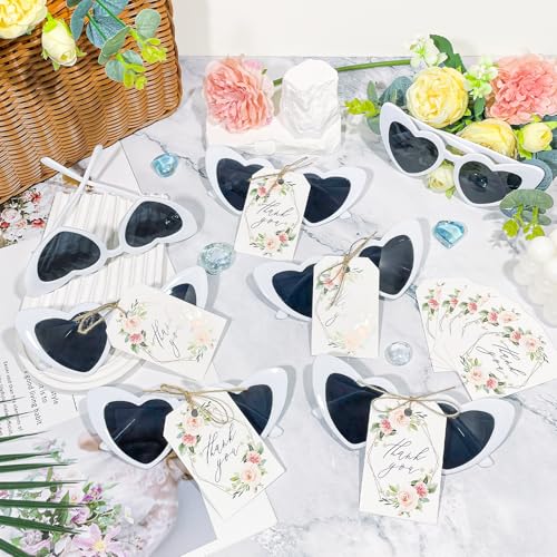 Pibupibu Wedding Favors for Guests, 12 Pack White Heart Shaped Sunglasses Bulk Wedding Party Glasses4