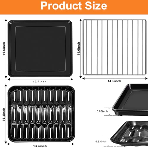 Image of 3PCS Air Fryer Set for Ninja Foodi DT251 DT201 DT200 Digital Air Fryer Countertop Oven Accessories Sheet Pan, Roast Tray & Wire Rack Replacement Parts for Baking, Roasting, Dishwasher Safe
