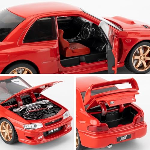 Image of FEXXA 1 /32 Compatible for Subaru Impreza WRX STI Model Car, Pull Back Diecast Collectible Car Toy with Sounds & Lights for Kids Boys Girls and Adults, Gift (RED)