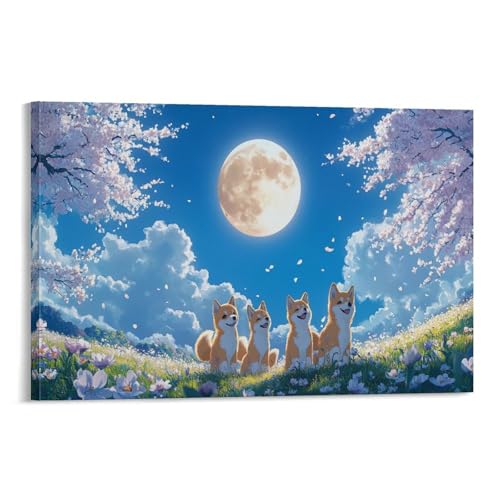 Peinture Shiba Inu sur toile pour célébrer l'amour des animaux dans votre maison
