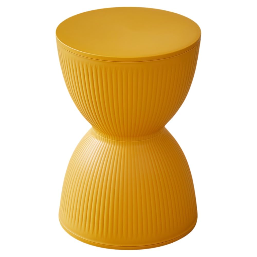 SXZenSpace Bedroom Furniture Colorful Hourglass-Shaped Side Table, Stylish NightStand, Drum Stool, Simple Shoe Bench, Round Coffe Table for Living Room, Bedroom, Restaurant(Yellow)