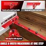 Stair Tread Template Tool, Stair Tread Gauge Measuring Tool jig with Angled Brace and Edge Flip Stops, Adjusting Length from 11.5" to 60", Solid Aluminum Alloy for Cutting Perfect Stairs