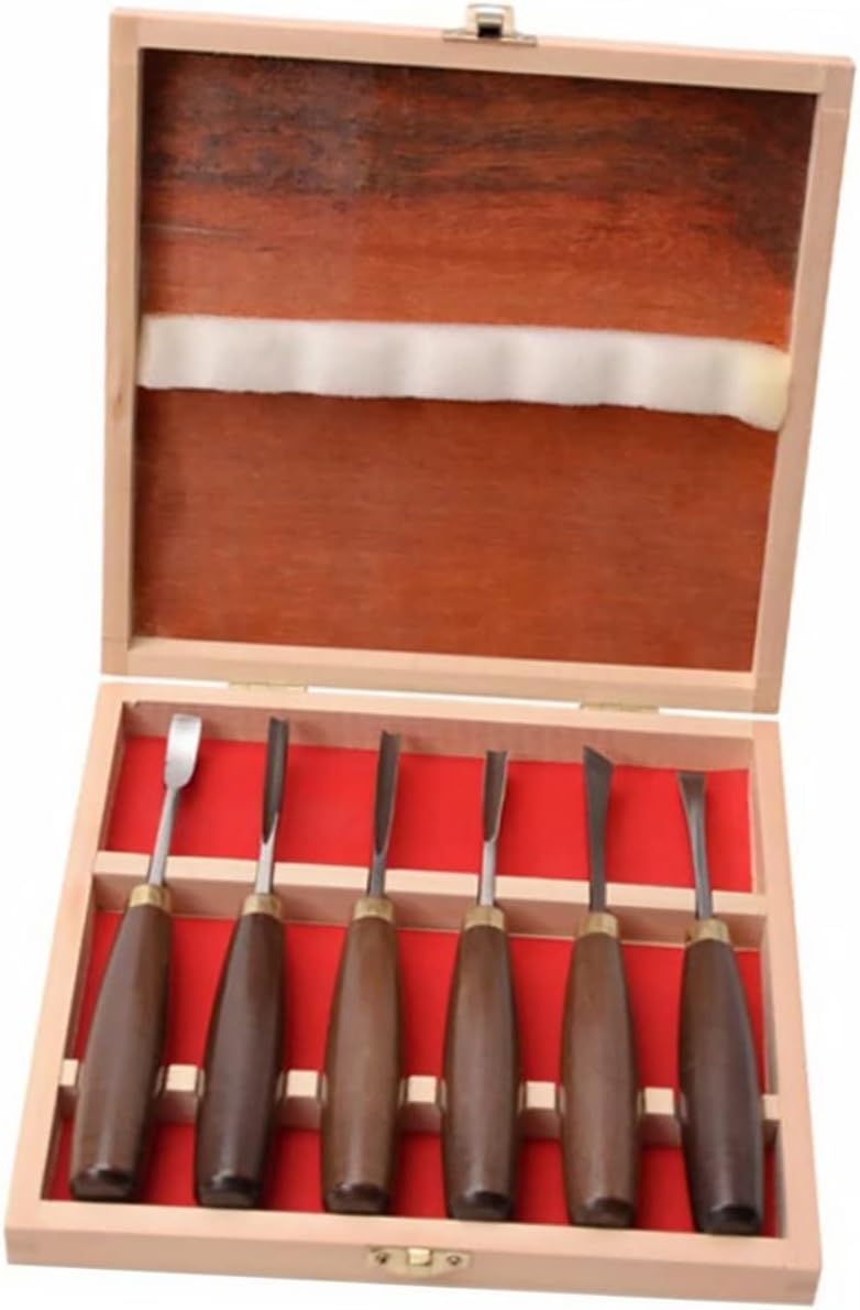 OSALADI Carpenter Hand Tools 6pcs Carving Chisel Kit Lightweight Wood Handle for Precise Woodcutting