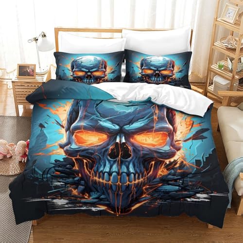 Parure de lit tête de mort 260x220 cm avec microfibre 3D