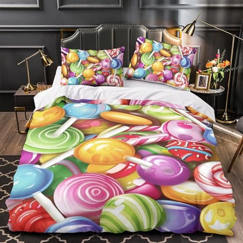Housse de couette 3D Lollipop de qualité supérieure pour lit single - 4