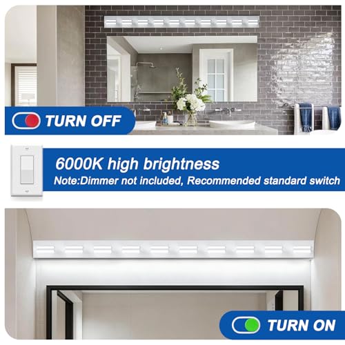 Image of IZORRO LED Modern Bathroom Lights Fixtures(10-Light,Dimmable),Matte White Acrylic Wall Lighting,Vanity Lights for Bathroom Over Mirror - 6000k 53.5In (No Assembly Required)
