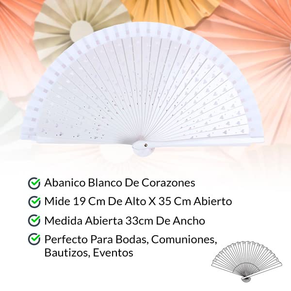 Set di 20 ventagli bianchi con cuori, ideali come bomboniere per matrimoni