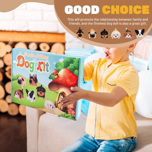 Yitexin 6 Stück Hunde Nadelfilz Kit, Wollfilzen mit Anleitung, Filzpad, Nadeln, Schlüsselanhänger, Augen, Schere, DIY Starter Kit für Anfänger Erwachsene Geschenke Zuhause (6 Hunde)