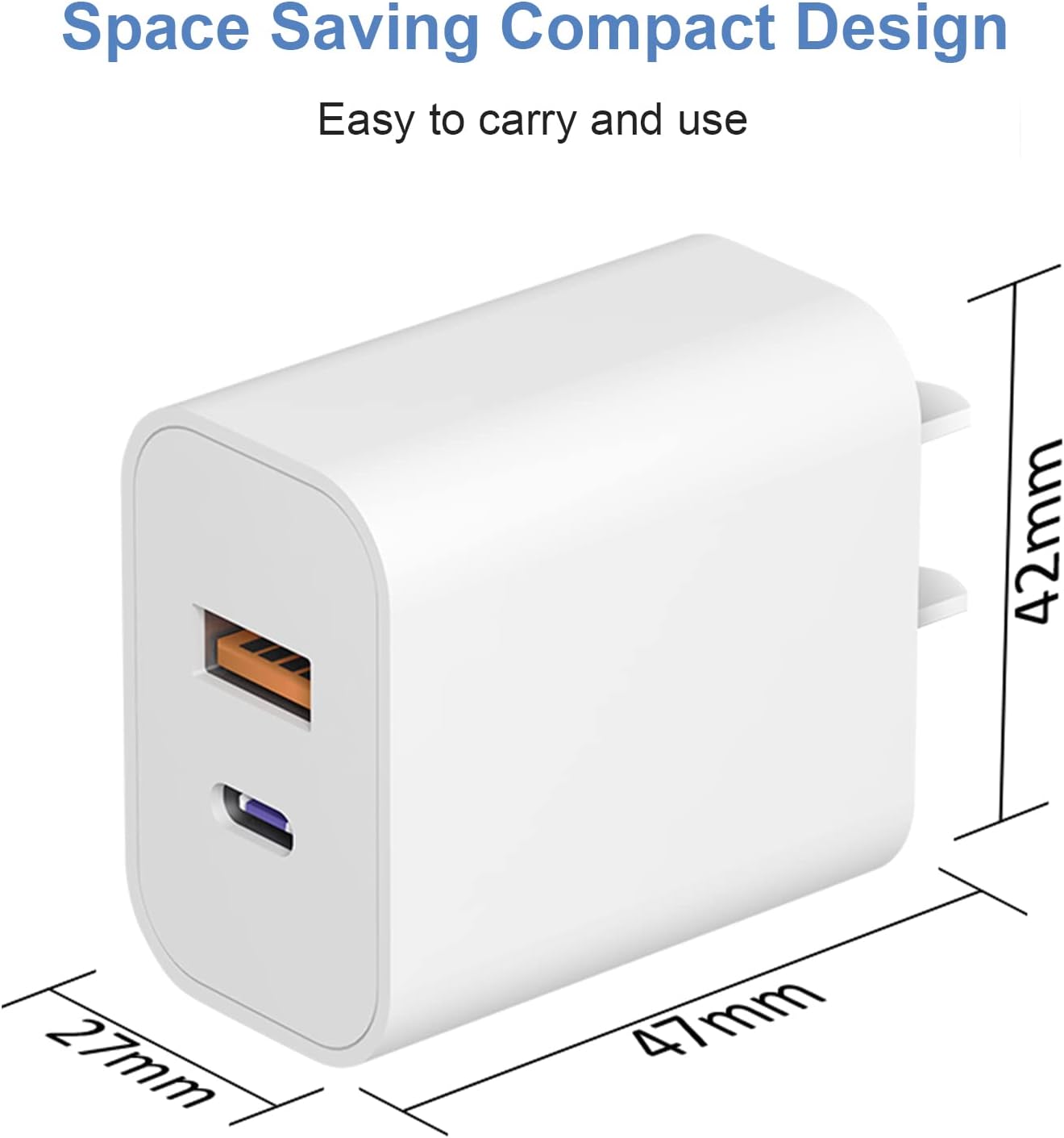 [3 Pack] USB C Charger Block Fast Charging Multiport Adpater iPhone 17 Charger Block 20W USB-C & USB-A Port for iPhone 17/16/15/14/13/12/11/X/8 iPad, Google Pxel, Samsung Galaxy