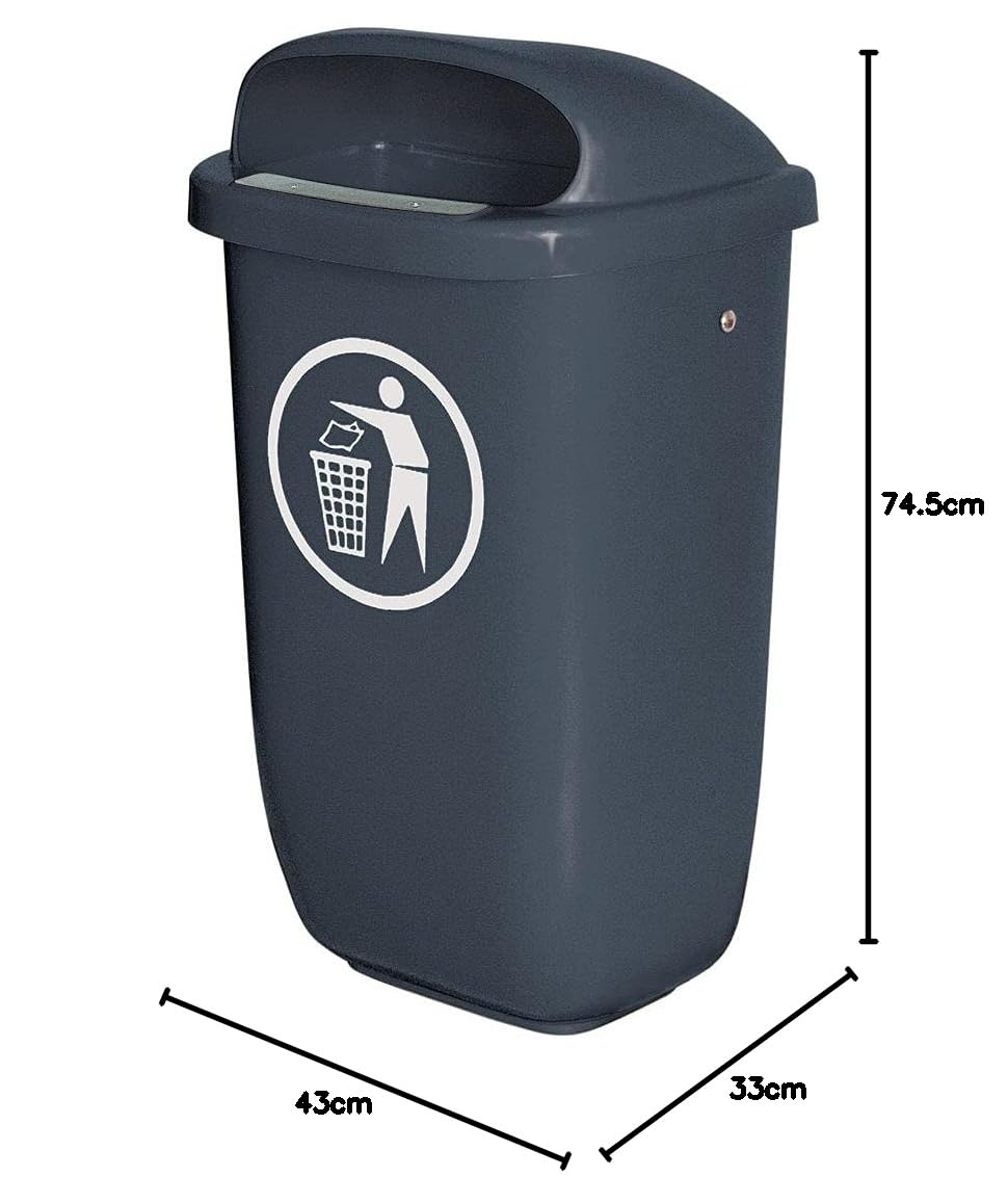 BRB - Cubo de basura para exteriores (50 L, conforme a DIN 30713), color gris