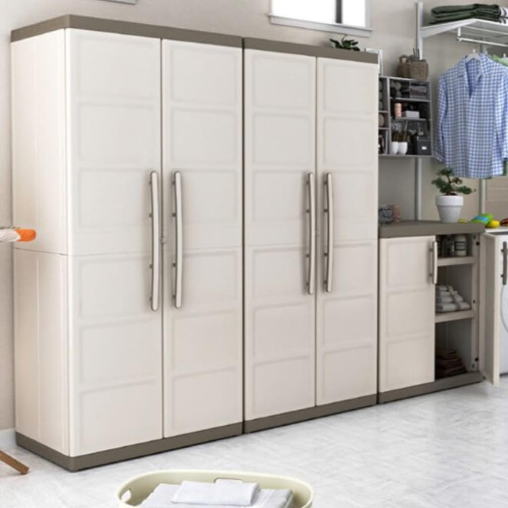 Keter Armadio Alto Excellence XL, 4 Ripiani Regolabili, Beige/Tortora, 89x54x182 H Cm