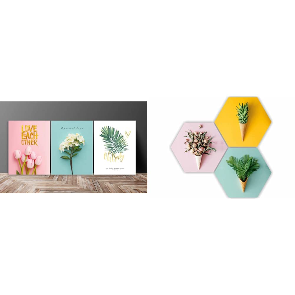 SAF Set Of 3 Love Flower Design Uv Coated 6Mm Mdf Home Decorative Gift Item Painting 12 Inch X 27 Inch Sanfc12218,Floral,Multicolour & Preety Floral Flower & Leaf In Cone Pot 3 Piece,Multicolour,Glass (B0BB6G6F1C) Amazon Price History, Amazon Price Tracker
