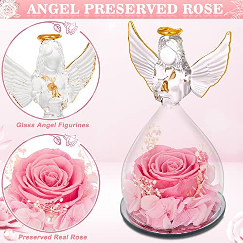 Yeebay Birthday Gifts For Women, Preserved Flowers Gifts For Mom Wife Grandma, Angel Figurine With Rose, Ideal Birthday, Anniversary, Wedding, Valentine's Day, Christmas, Thanksgiving Day Gift For Her #TOP1