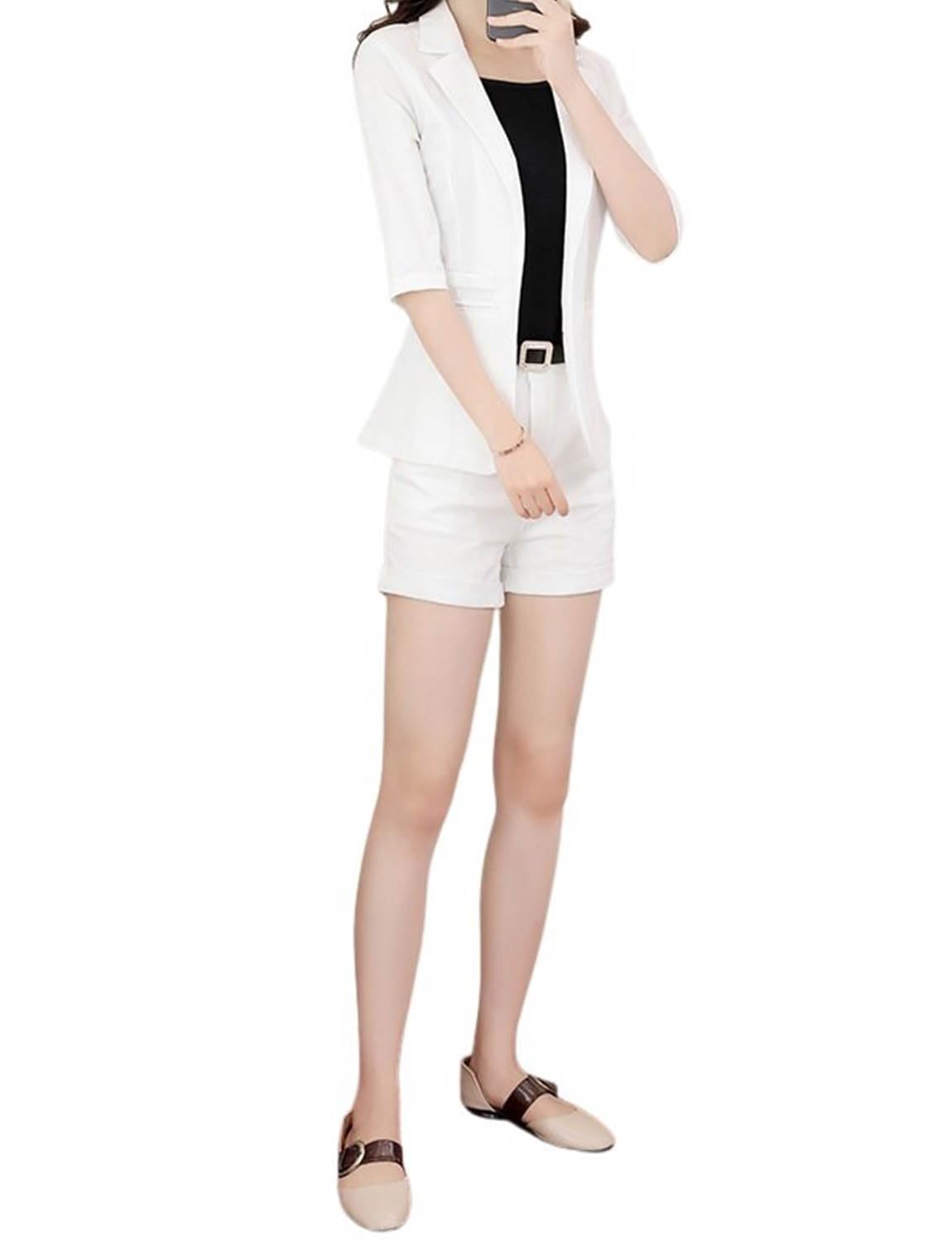 Donna Tuta Estiva in 2 Pezzi Giacca Comoda con Pantaloncini per Un Abbigliamento Quotidiano Casual ed estroverso