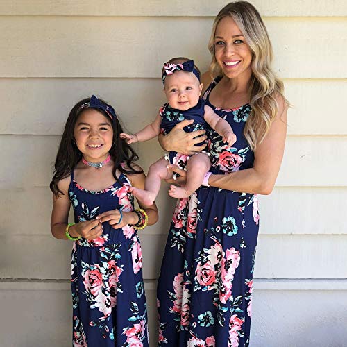 IFFEI Mommy and Me Matching Dress Spaghetti Strap Summer Casual Sundress Beach Sleeveless Dress with Headband3