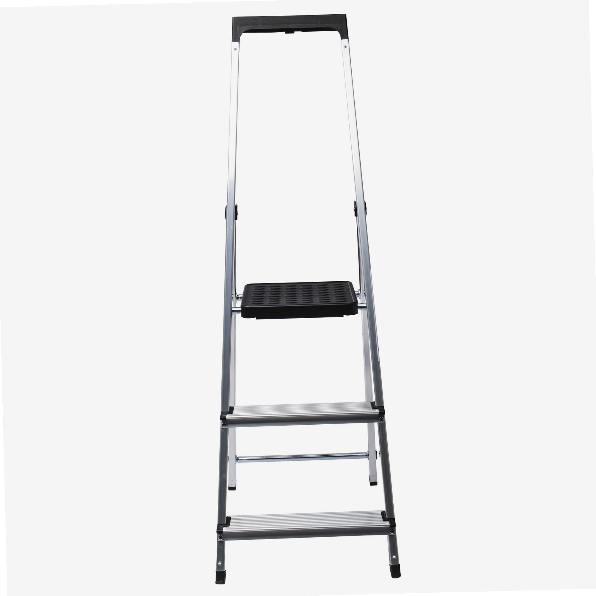 WERKA PRO Escabeau Aluminium 3 Marches - Hauteur 115 cm - Plateforme en Acier Peint - Charge Maximale 150 kg - Léger et Pliable - Pour les Travaux Domestiques et Professionnels