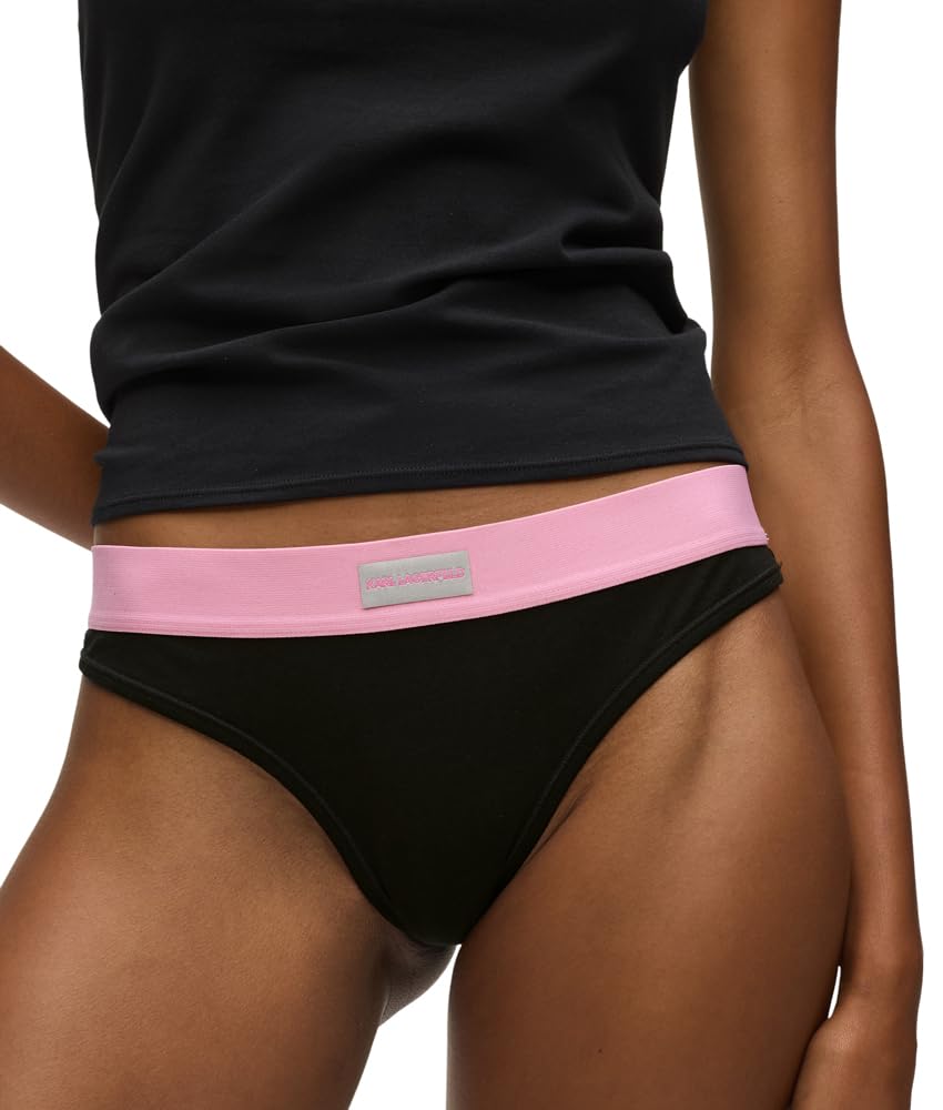 Karl Lagerfeld Damen Logo Patch Elastic Thong (7 Pack)
