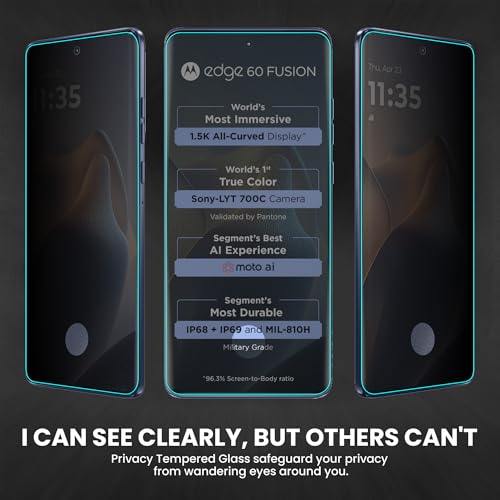 Image of FIRST MART Anti-Spy UV Tempered Glass for Motorola Edge 60 Fusion | 9H Curved Display Screen Guard, Fingerprint Compatible | Pack of 2