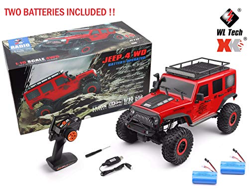 MODELTRONIC Crawler RC Jeep Wrangler SUV WLtoys 104311 1/10 Scale 2.4G 4WD RTR Red Color with Extra Battery
