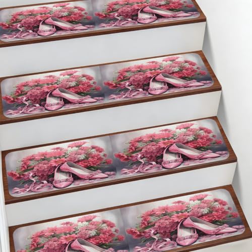 Protectores de escalera antideslizantes de 7.8 x 30" Mexpekil con margaritas para niños 2