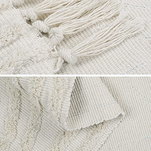 Leevan Boho Bathroom Rugs 2.3'X3.6', Durable Outdoor Doormats With Tufted, Handmade Cotton Woven Throw Rugs Floor Mat For Entryway Kitchen Porch Front Door #TOP5
