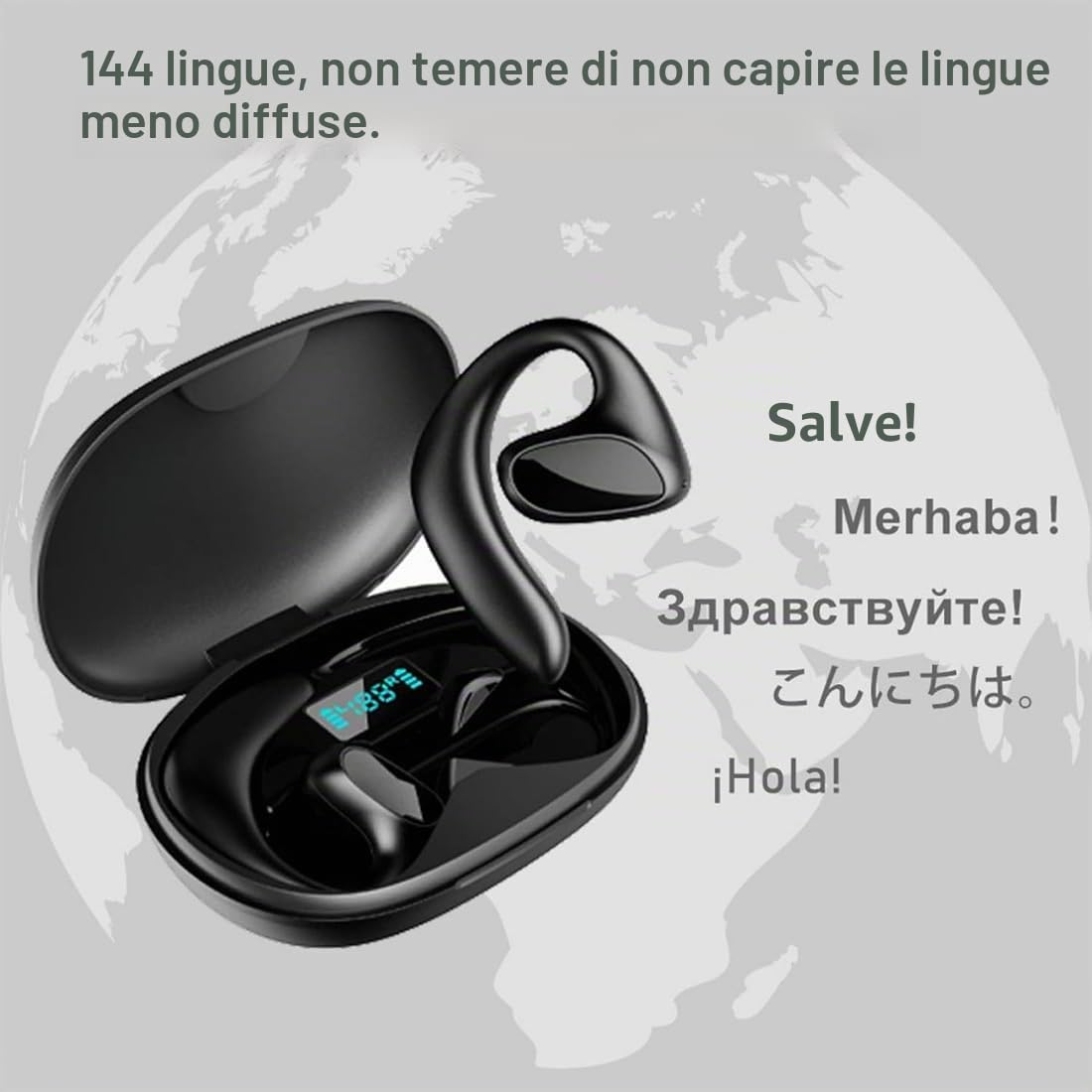 Meacode AI Translation Earbuds, Meacode Traduttore, Auricolari Traduttore Simultaneo,144 Lingue, Funzione Offline, Cancellazione RumoreImpermeabili IPX5, Ideali per Viaggi/Affari/Apprendimento (B)