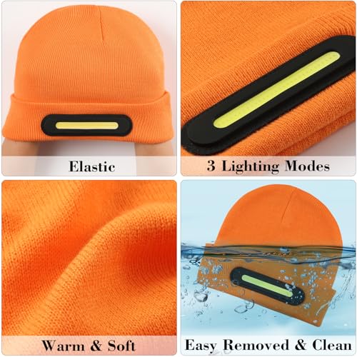 Image of LED Beanie with Light, Unisex USB Rechargeable Headlamp Beanie Flashlight Beanie Hat for Men Women