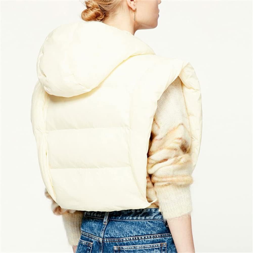KEOMUD Women Cropped Hooded Puffer Vest Lightweight Sleeveless Zipped Padded Puffer Vest