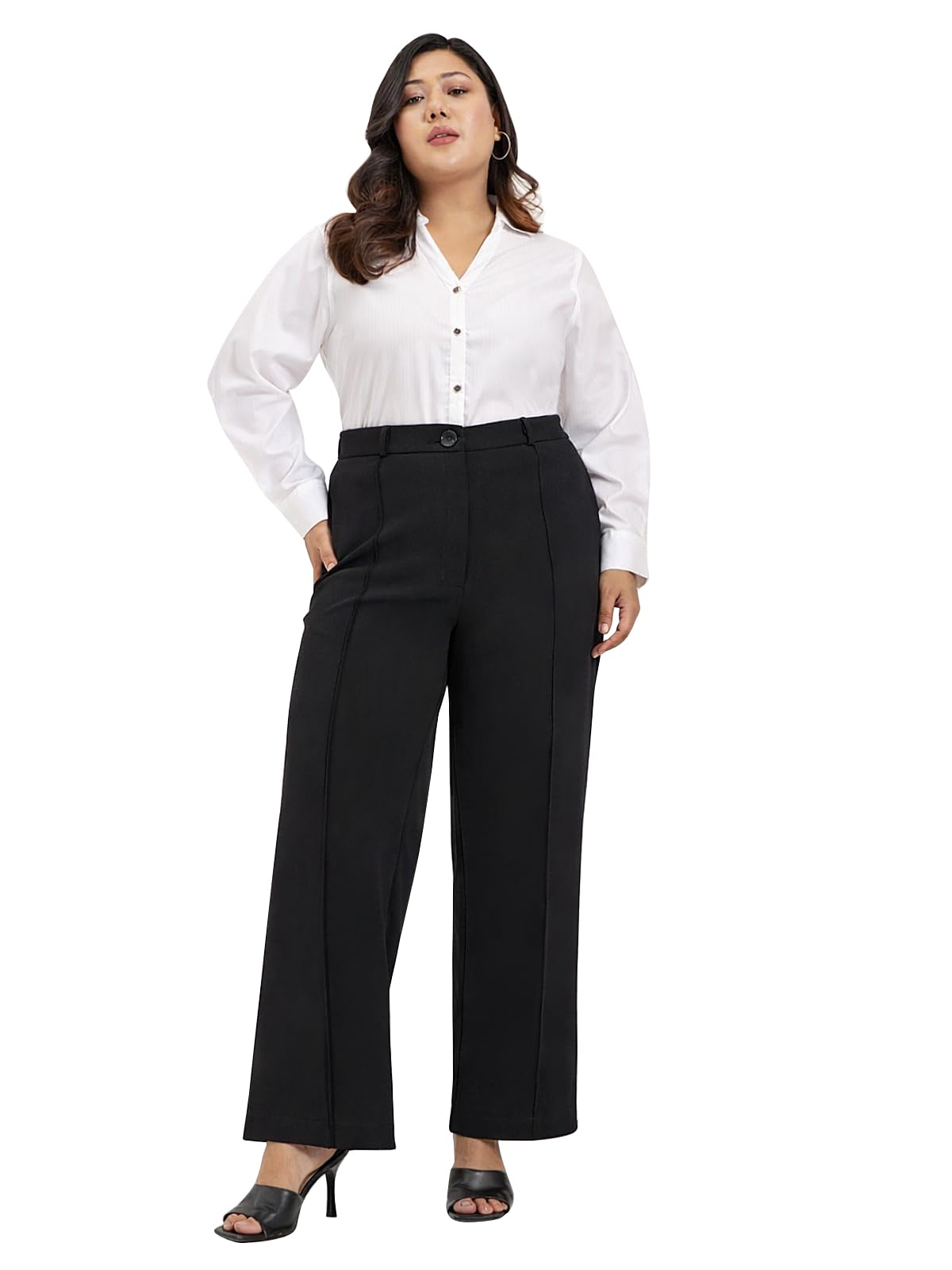 wild u Women Plus Size Trouser | High Waist | Office Wear | Stretchable Formal Pant | Straight (Black, 3XL-8XL,38"-48")-picture-35