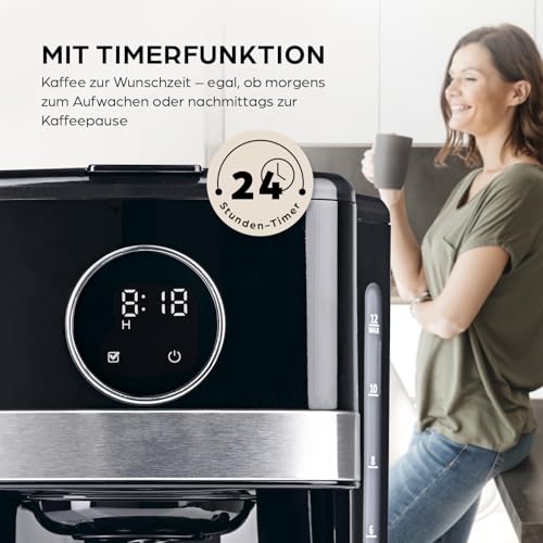 Barista Kaffeemaschine mit Touchdisplay | Filterkaffeemaschine mit 900W und mit Glaskanne - 1,5 Liter Kaffeekanne | Filtermaschine für Kaffeepulver - für bis zu 12 Tassen Kaffee 2