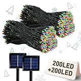 Lalapao Solar String Lights 2 Pack Christmas lights 72ft 22m 200 LED Solar Powered Starry Lighting Waterproof Outdoor String Lights for Indoor Gardens Xmas Tree Homes Wedding Party Decor (Multi Color)