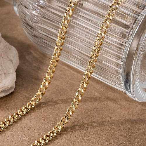 14K Gold Necklace for Women Golden Cuban Link Chain for Mens Necklace Chunky Necklaces for Women Gold Special Engraving and 3.7MM Width Golden Charm Necklaces for Men 16,18,20,22,24 Inches2
