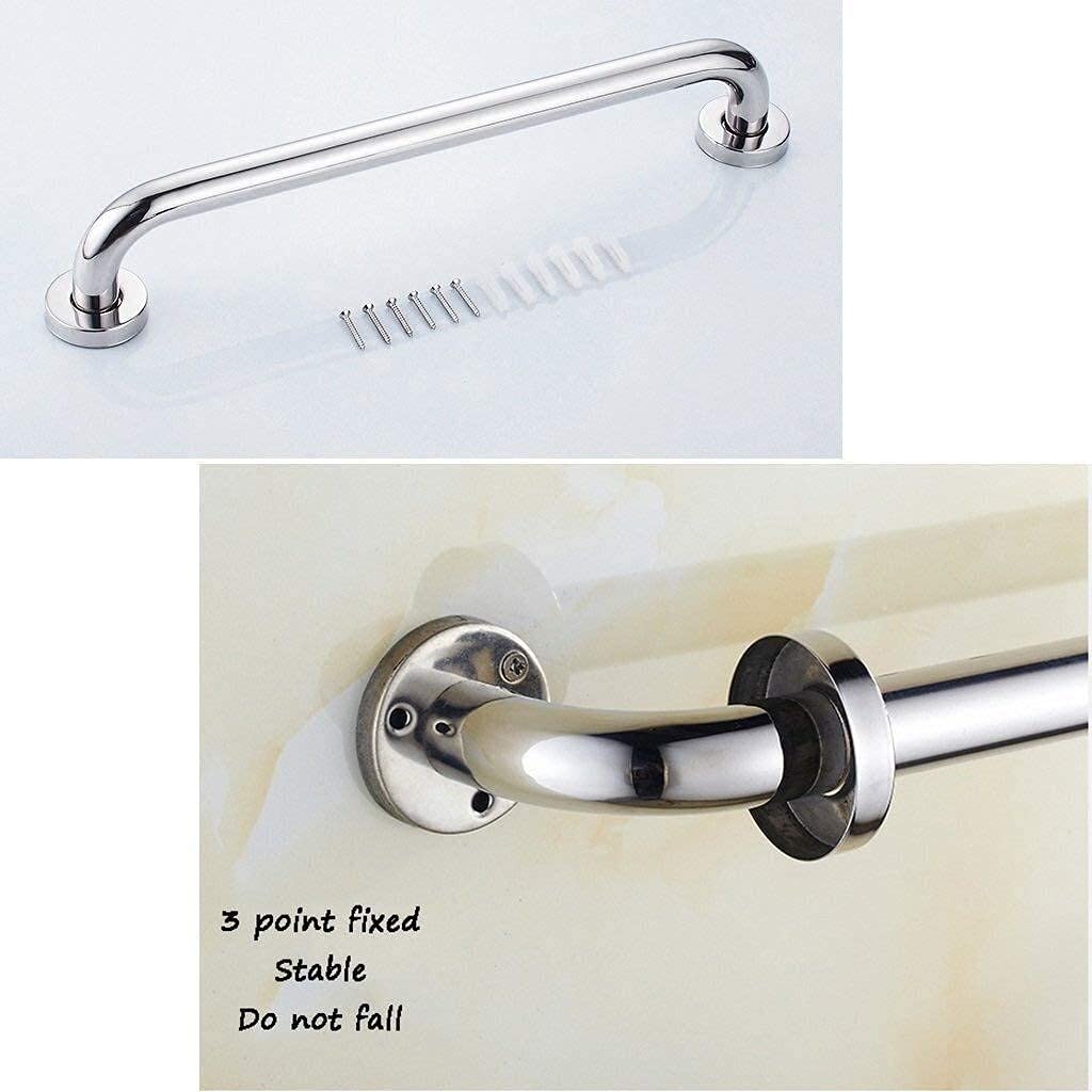 Barra de apoyo de seguridad, barras de apoyo para ducha, pasamanos de baño de cromo pulido, manija de apoyo de seguridad para bañera, inodoro, discapacitados, ancianos, niños, asistencia/plata/85 cm