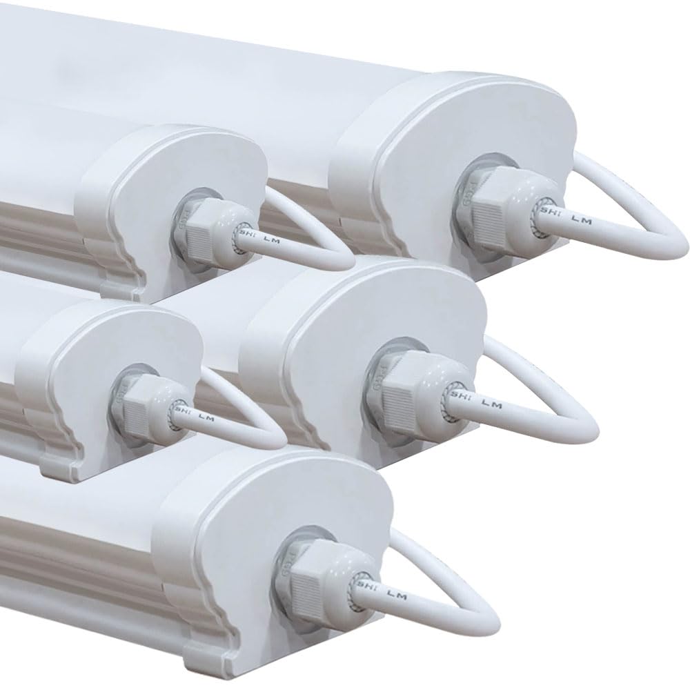 Europalamp - 5 LED-Unterbauleuchte, 150 cm, IP65, wasserdicht, 90 W, 9000 Lumen, 6000 K, kalt, für Keller, Garage und Lager, wasserdichte LED-Lampe