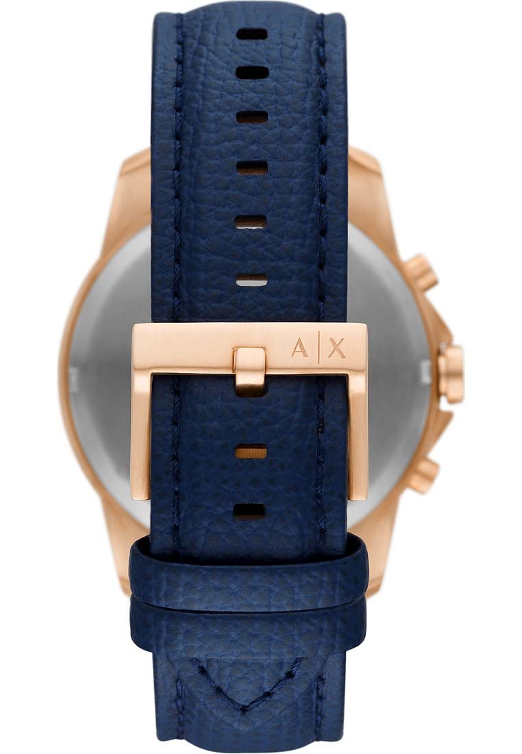 Armani Exchange Orologio da uomo, movimento cronografo al quarzo e cassa da 44 mm con cinturino in pelle